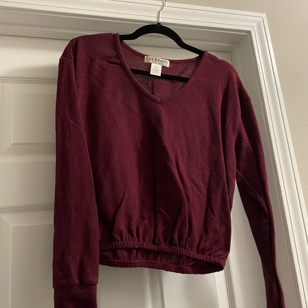 Cut & Rose Women's Long Sleeve Maroon Top